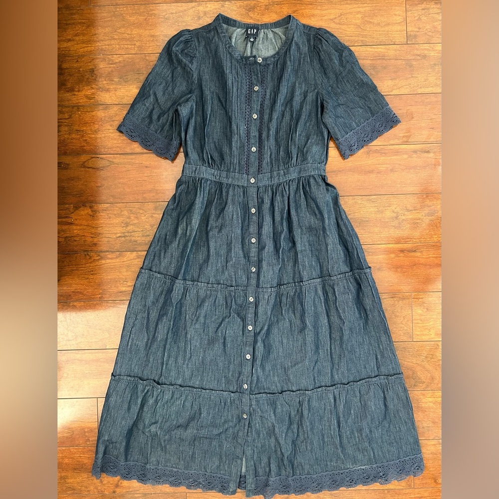 Gap Cotton Tiered Midi Dress Coastal Cowgirl Western Boho NWT